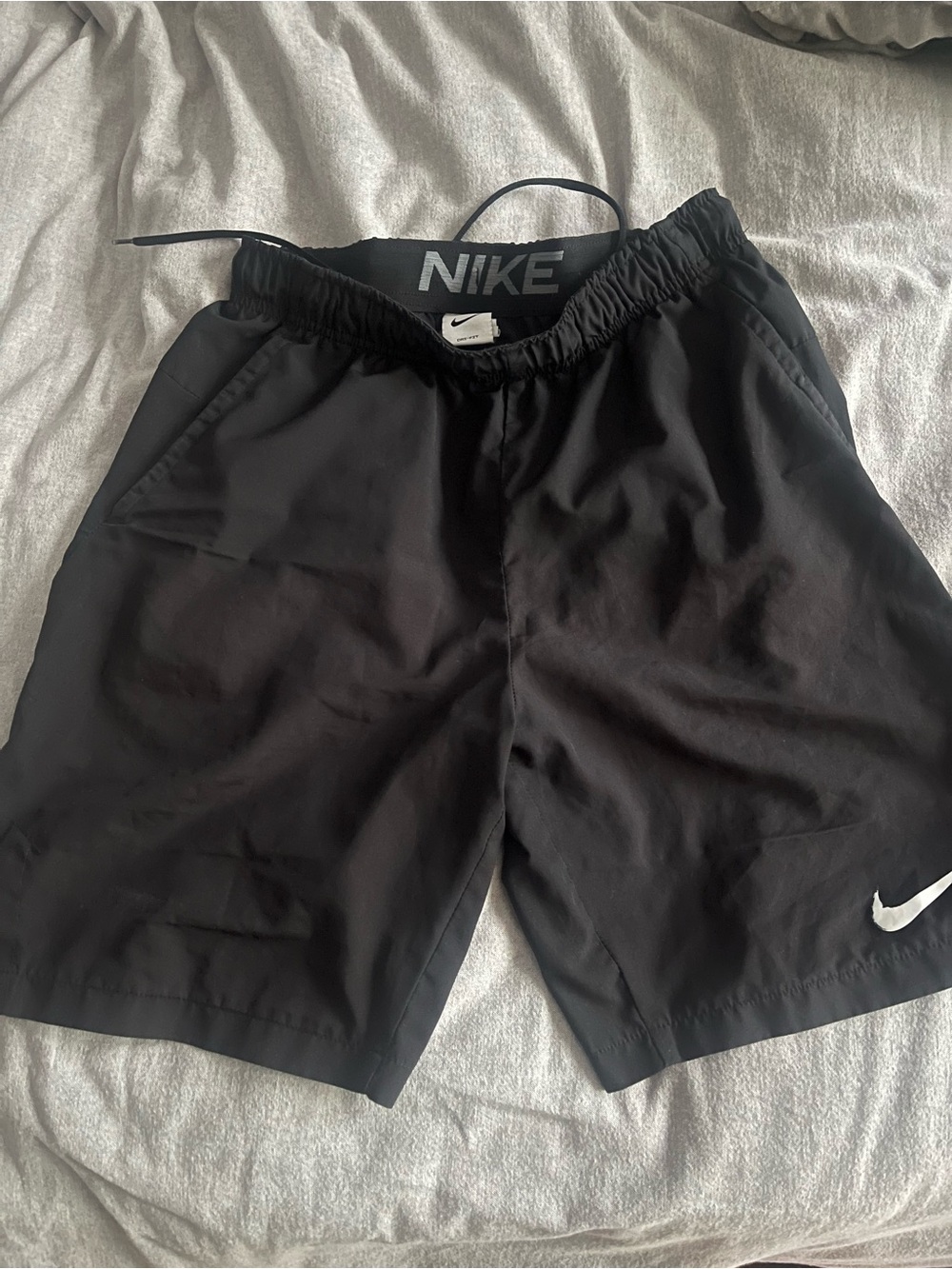 Nike Black Shorts with Gray Waistband Logo